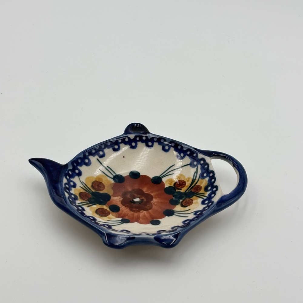 Boleslawiec Unikat Polish Handcrafted Floral Teapot Dish Made in Poland - Picture 2 of 6